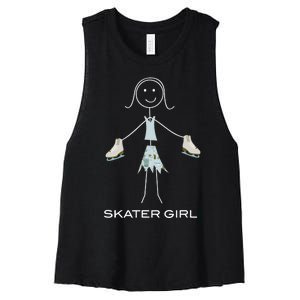 Funny Wo Ice Skating, Girl Figure Skater Women's Racerback Cropped Tank