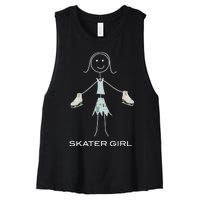 Funny Wo Ice Skating, Girl Figure Skater Women's Racerback Cropped Tank