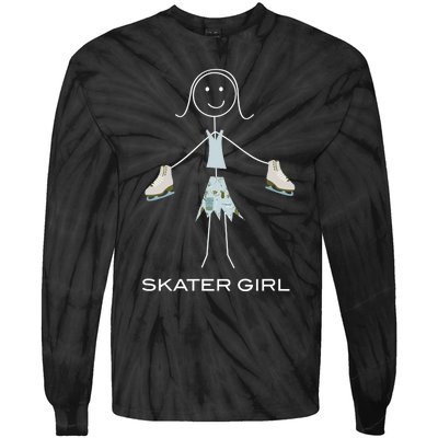 Funny Wo Ice Skating, Girl Figure Skater Tie-Dye Long Sleeve Shirt