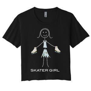 Funny Wo Ice Skating, Girl Figure Skater Women's Crop Top Tee