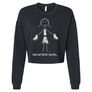 Funny Wo Ice Skating, Girl Figure Skater Cropped Pullover Crew