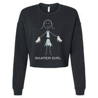 Funny Wo Ice Skating, Girl Figure Skater Cropped Pullover Crew