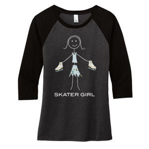 Funny Wo Ice Skating, Girl Figure Skater Women's Tri-Blend 3/4-Sleeve Raglan Shirt