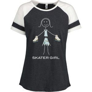 Funny Wo Ice Skating, Girl Figure Skater Enza Ladies Jersey Colorblock Tee