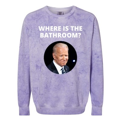 Funny Where Is The Bathroom Joe Bidem Colorblast Crewneck Sweatshirt