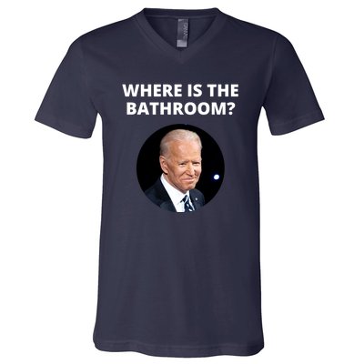 Funny Where Is The Bathroom Joe Bidem V-Neck T-Shirt