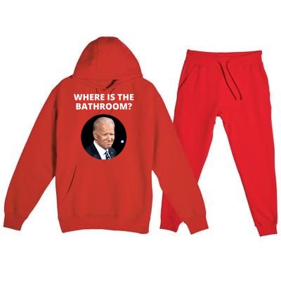 Funny Where Is The Bathroom Joe Bidem Premium Hooded Sweatsuit Set