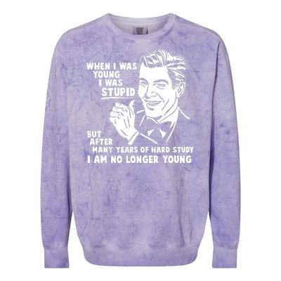 Funny When I Was Young I Was Stupid Colorblast Crewneck Sweatshirt