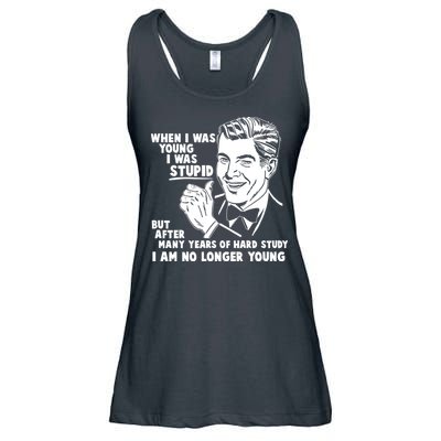 Funny When I Was Young I Was Stupid Ladies Essential Flowy Tank
