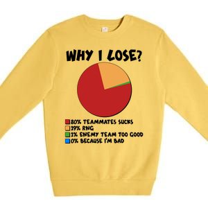 Funny Why I Lose Video Gamer Chart Premium Crewneck Sweatshirt