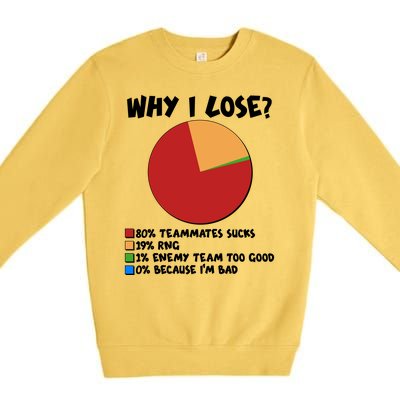 Funny Why I Lose Video Gamer Chart Premium Crewneck Sweatshirt