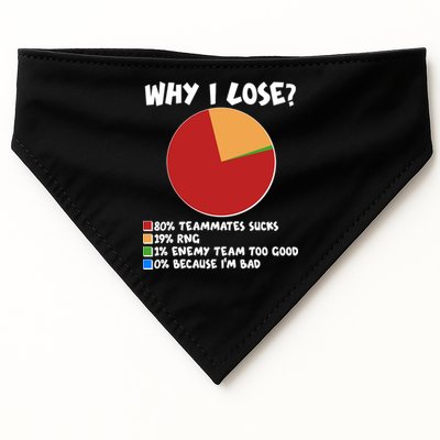 Funny Why I Lose Video Gamer Chart USA-Made Doggie Bandana