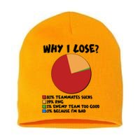 Funny Why I Lose Video Gamer Chart Short Acrylic Beanie