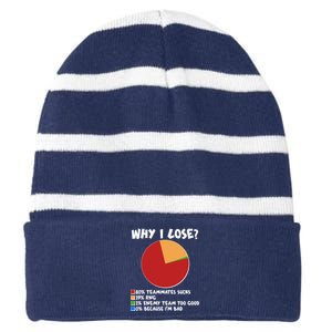 Funny Why I Lose Video Gamer Chart Striped Beanie with Solid Band