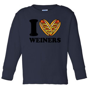 Funny Wiener I Love Weiners Hotdogs Frank Sausage Bun Gifts For Owners Toddler Long Sleeve Shirt