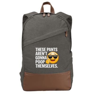 Funny Weird Joke Hilarious Sarcastic Gross Poop Meme Humor Cotton Canvas Backpack
