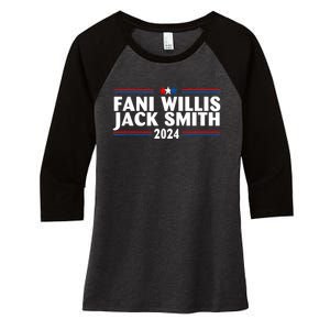 Fani Willis Jack Smith For President 2024 Women's Tri-Blend 3/4-Sleeve Raglan Shirt