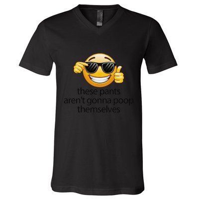 Funny Weird Joke Hilarious Sarcastic Gross Poop Meme Humor V-Neck T-Shirt