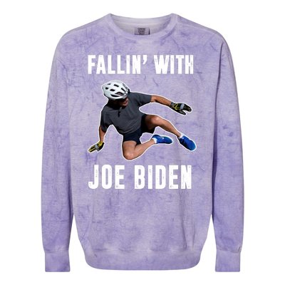 Fallin With Joe Biden Funny Bicycle Colorblast Crewneck Sweatshirt