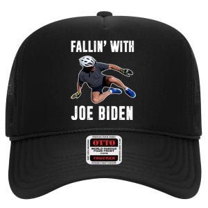 Fallin With Joe Biden Funny Bicycle High Crown Mesh Back Trucker Hat