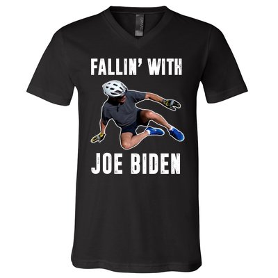 Fallin With Joe Biden Funny Bicycle V-Neck T-Shirt