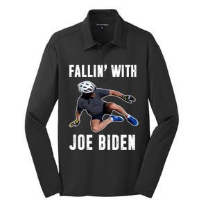 Fallin With Joe Biden Funny Bicycle Silk Touch Performance Long Sleeve Polo