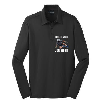 Fallin With Joe Biden Funny Bicycle Silk Touch Performance Long Sleeve Polo