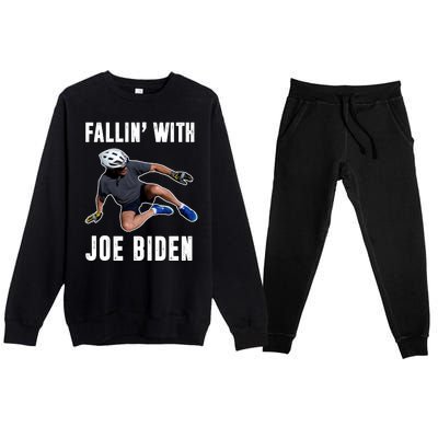 Fallin With Joe Biden Funny Bicycle Premium Crewneck Sweatsuit Set