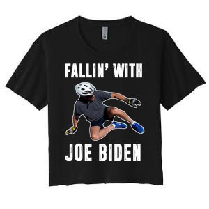 Fallin With Joe Biden Funny Bicycle Women's Crop Top Tee