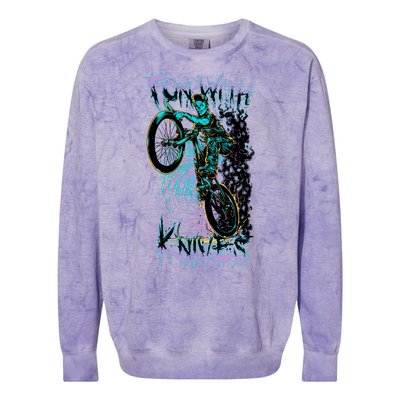 Fun With Knives Bike Trickster Rider Colorblast Crewneck Sweatshirt