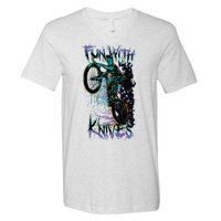 Fun With Knives Bike Trickster Rider V-Neck T-Shirt