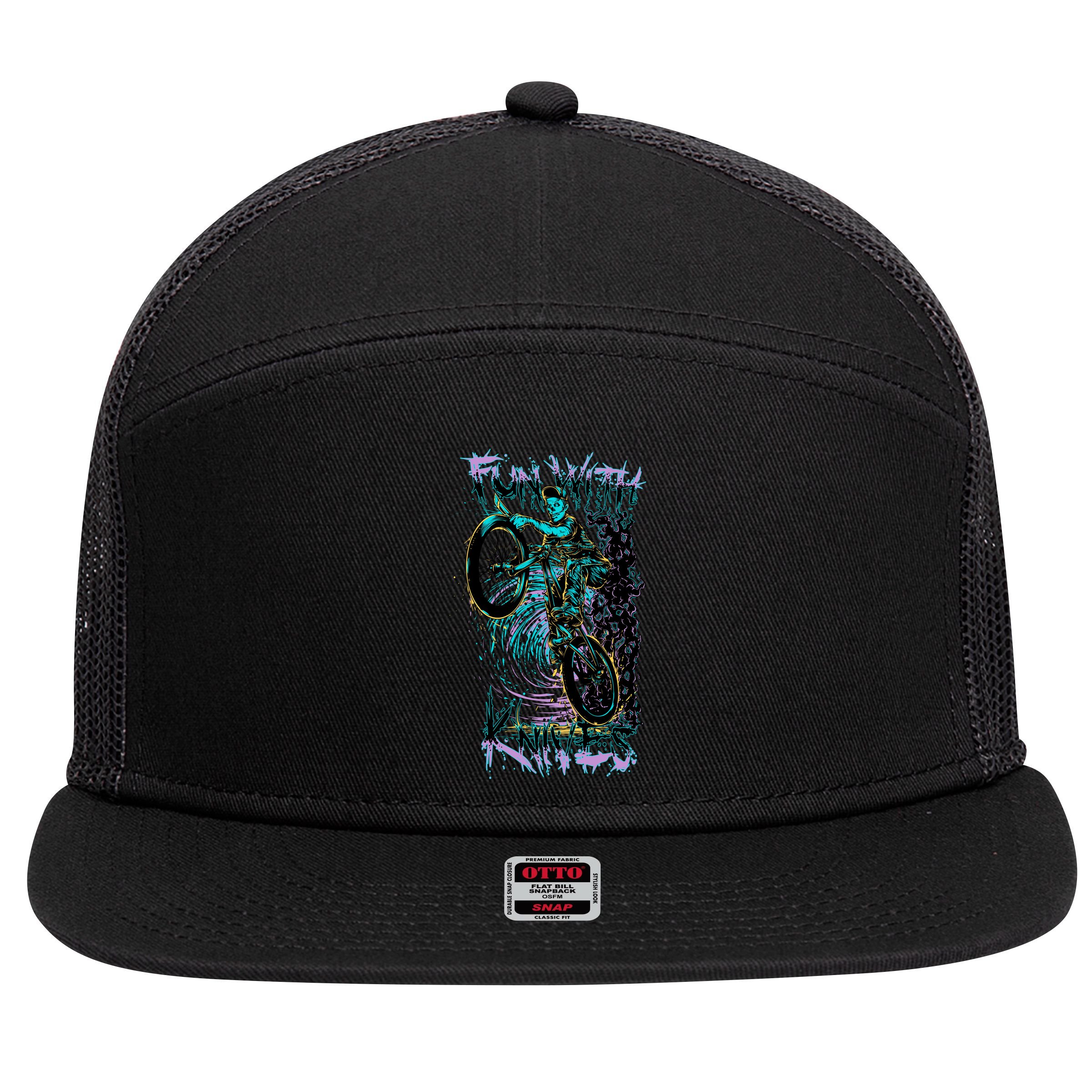 Fun With Knives Bike Trickster Rider 7 Panel Mesh Trucker Snapback Hat