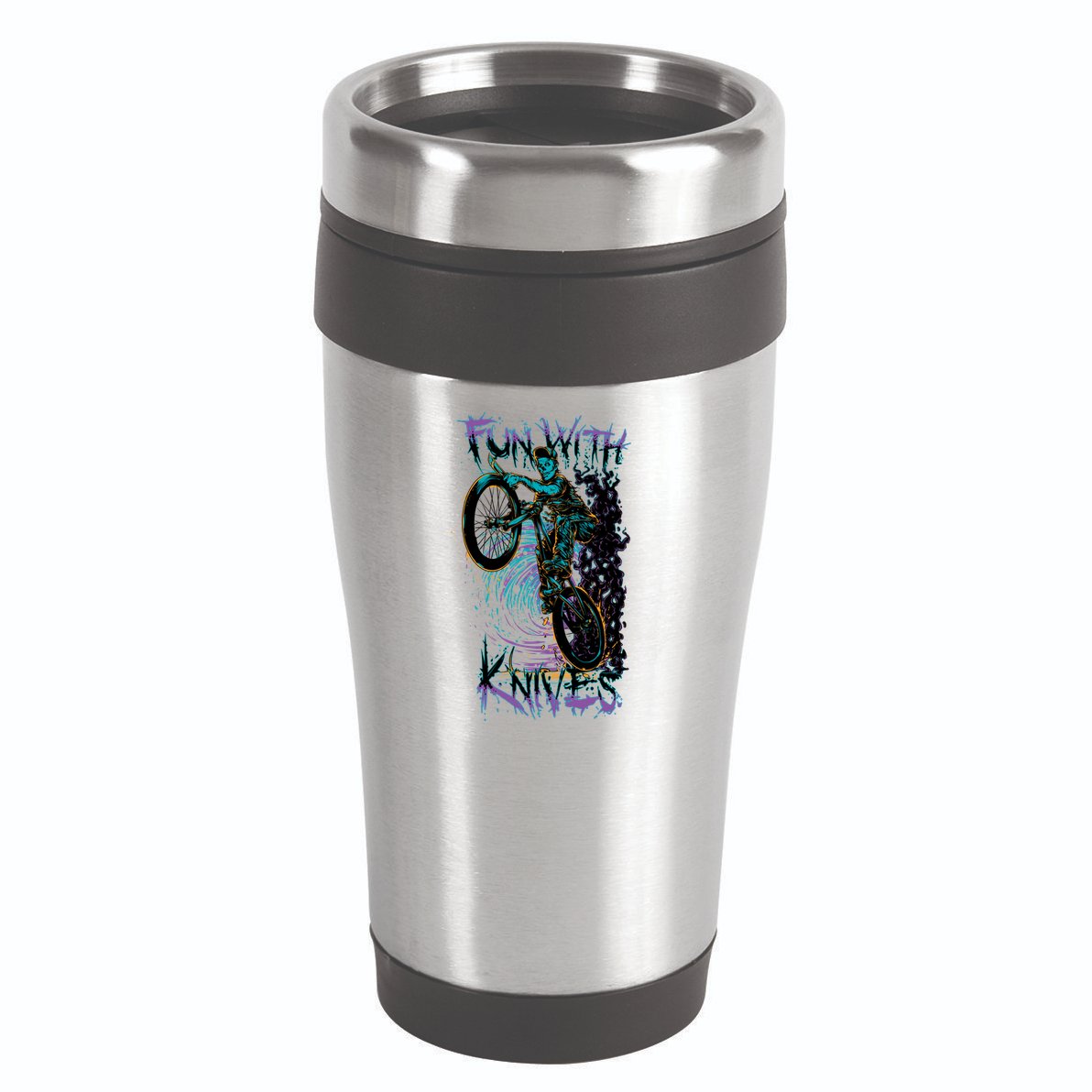 Fun With Knives Bike Trickster Rider 16oz Travel Tumbler