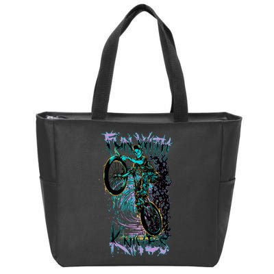 Fun With Knives Bike Trickster Rider Zip Tote Bag