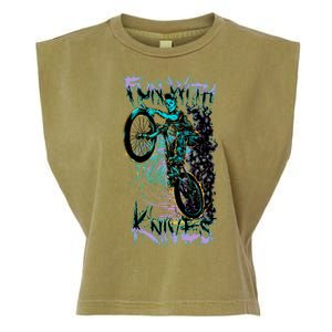 Fun With Knives Bike Trickster Rider Garment-Dyed Women's Muscle Tee