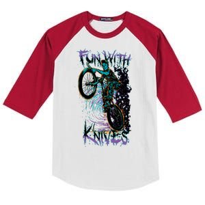 Fun With Knives Bike Trickster Rider Kids Colorblock Raglan Jersey