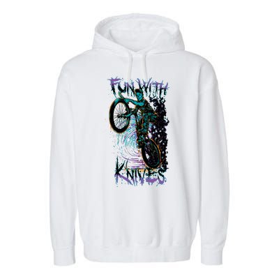 Fun With Knives Bike Trickster Rider Garment-Dyed Fleece Hoodie