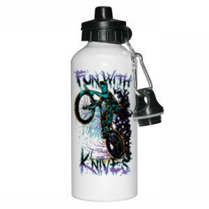 Fun With Knives Bike Trickster Rider Aluminum Water Bottle