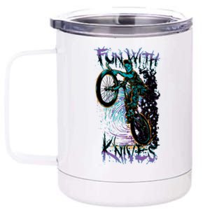 Fun With Knives Bike Trickster Rider 12 oz Stainless Steel Tumbler Cup