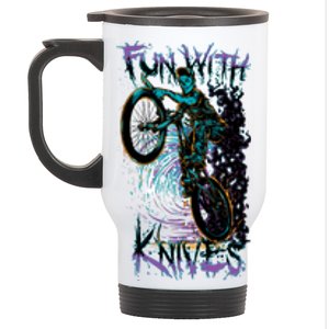 Fun With Knives Bike Trickster Rider Stainless Steel Travel Mug