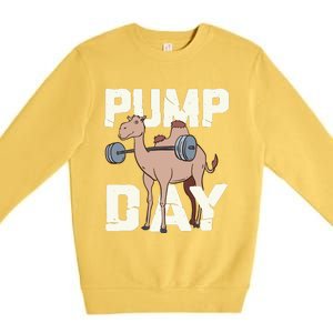 Funny Weight Lifting Hump Day Camel Fitness Humor Premium Crewneck Sweatshirt