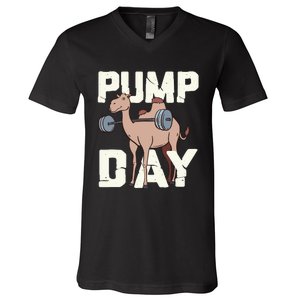 Funny Weight Lifting Hump Day Camel Fitness Humor V-Neck T-Shirt