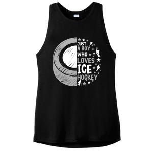 Funny Who Loves Ice Hockey Gift Ladies PosiCharge Tri-Blend Wicking Tank