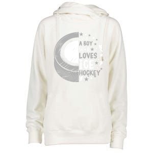 Funny Who Loves Ice Hockey Gift Womens Funnel Neck Pullover Hood