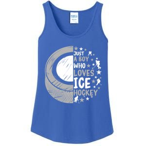 Funny Who Loves Ice Hockey Gift Ladies Essential Tank