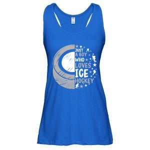 Funny Who Loves Ice Hockey Gift Ladies Essential Flowy Tank