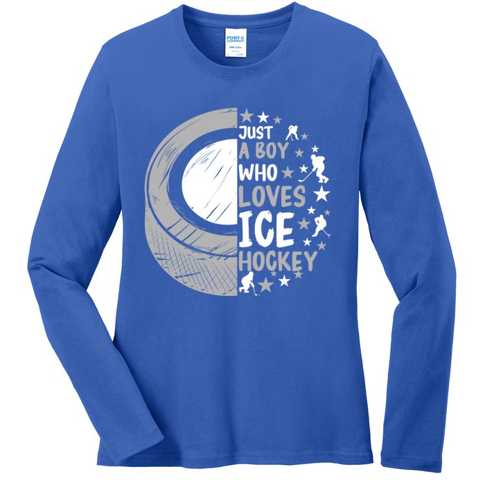 Funny Who Loves Ice Hockey Gift Ladies Long Sleeve Shirt