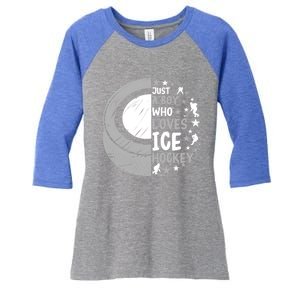 Funny Who Loves Ice Hockey Gift Women's Tri-Blend 3/4-Sleeve Raglan Shirt