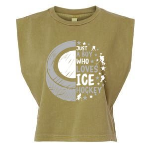 Funny Who Loves Ice Hockey Gift Garment-Dyed Women's Muscle Tee