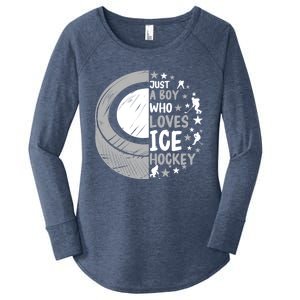 Funny Who Loves Ice Hockey Gift Women's Perfect Tri Tunic Long Sleeve Shirt